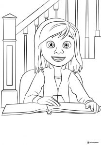 Inside Out 2 Riley studying coloring page