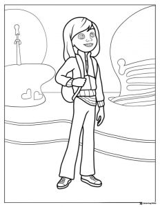 Inside Out 2 Riley with backpack coloring page