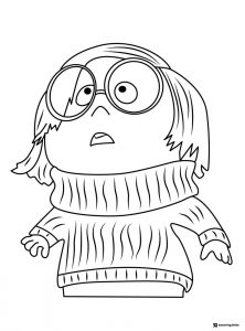 Inside Out 2 Sadness close up coloring sheet