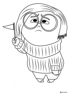 Inside Out 2 Sadness holding flag coloring