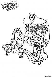 Inside Out 2 characters relaxing coloring page