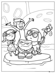 Inside Out 2 emotions on ice floe coloring