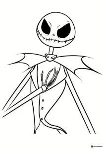 Jack Skellington close up with intense eyes coloring