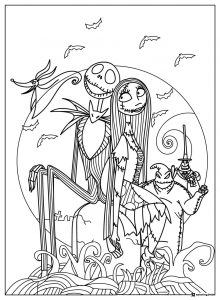 Jack and Sally Nightmare Before Christmas Coloring Page