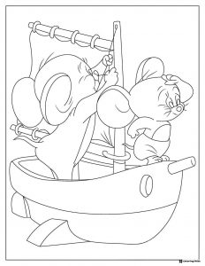 Jerry and Tuffy sailing in a boat coloring page