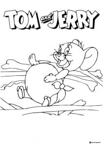Jerry as a baby with a diaper coloring page