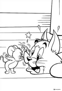 Jerry teasing Tom coloring sheet
