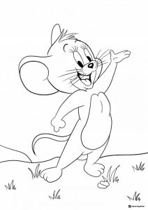 Jerry the mouse waving coloring page