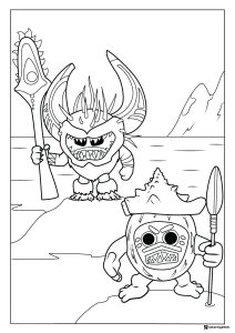 Kakamora Warriors Coloring Page with Weapons