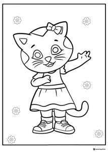 Katerina Kittycat Coloring Page surrounded by flowers