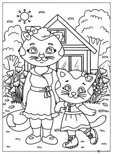 Katerina Kittycat and her mom coloring page