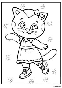 Katerina Kittycat with flowers coloring page