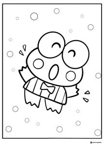 Keroppi Coloring Page Jumping Happily