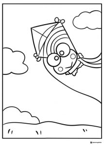 Keroppi Coloring Page as a Kite Flying