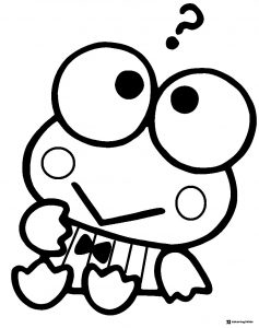 Keroppi Coloring Sheet looking confused with a question mark