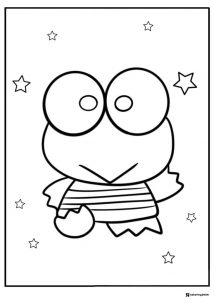 Keroppi Coloring Sheet with stripes and stars