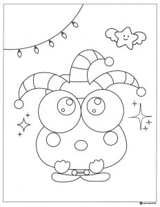Keroppi in a jester hat with lights and stars