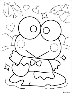 Keroppi on Lily Pad Coloring Page