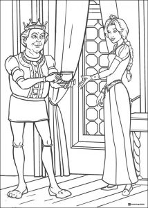 King Harold offering tea to Fiona coloring page