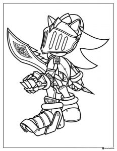 Knight Sonic with Sword Coloring Page