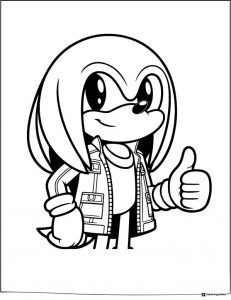 Knuckles in Jacket Giving Thumbs Up Coloring Sheet