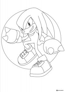 Knuckles the Echidna in Action Pose Coloring Page