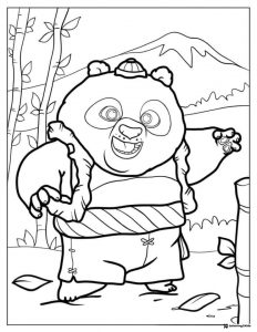Kung Fu Panda Po in bamboo forest coloring page