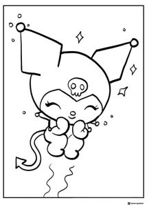 Kuromi Jumping Happy Coloring Page