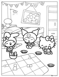 Kuromi My Melody Hello Kitty Board Game Coloring