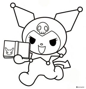 Kuromi Reading Book Coloring Page