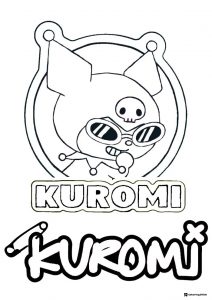 Kuromi with Sunglasses and Text Coloring Page