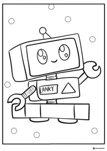 Lankybot Coloring Page with wrench and circles