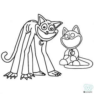 Large Catnap next to a smaller Catnap Coloring Page