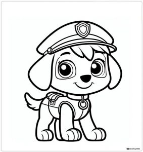Liberty Coloring Page in Police Hat and Vest