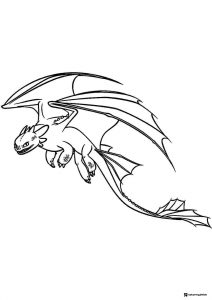 Light Fury dragon flying coloring page