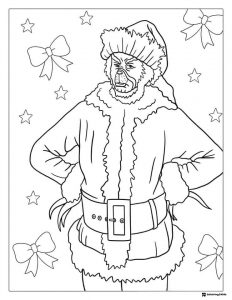 Live action Grinch in Santa costume coloring page
