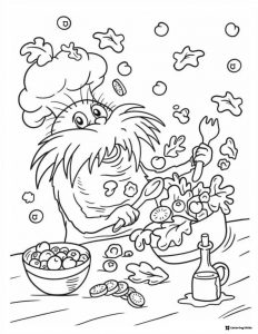 Lorax as a Chef Making Salad Coloring Page