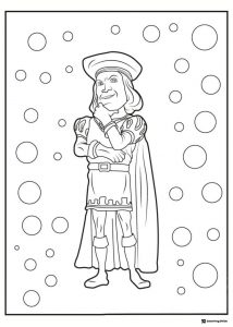Lord Farquaad Coloring Page with Ornate Background Circles
