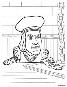 Lord Farquaad Interrogating Gingy Coloring Page