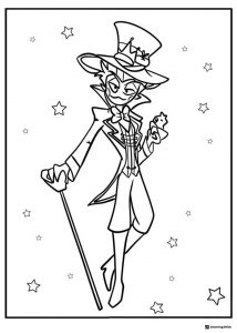 Lucifer Hazbin Hotel Coloring Sheet with cane
