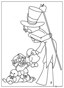 Lucifer with Charlie and Ducklings Coloring Page