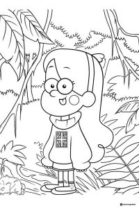 Mabel Pines Coloring Page in Jungle