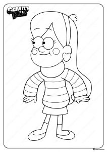 Mabel Pines Coloring Page in a striped sweater