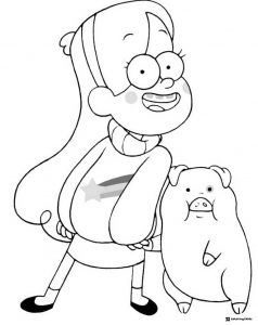 Mabel Pines and Waddles Coloring Page