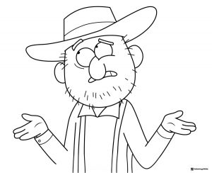Man shrugging with hat coloring sheet