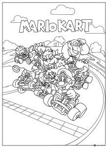 Mario Kart Race Coloring Page