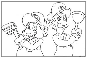 Mario and Luigi Plumbers Coloring Page