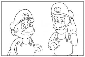 Mario and Luigi talking coloring page