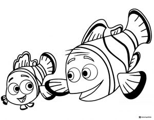 Marlin and Nemo smiling coloring page