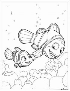 Marlin and Nemo swimming coloring sheet